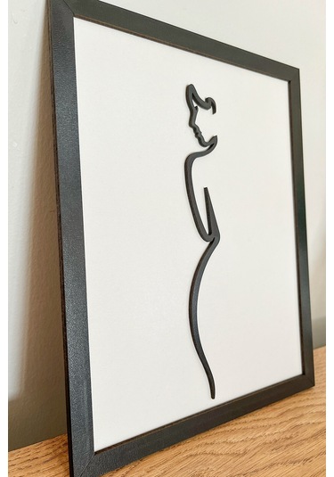 Klks521a - Modern Siyah Çerçeveli Kadın Silüetli Ahşap Tablo 3d Katmanlı Dekor 25x20 Cm