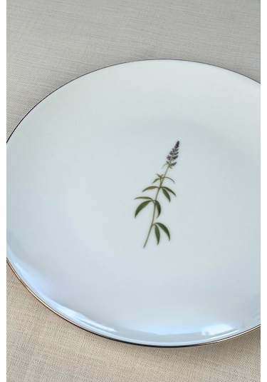 Tabak Evi Porselen Natura Karma Altın Yaldız Servis Tabağı 24,50cm 6 Lı Çok Renkli