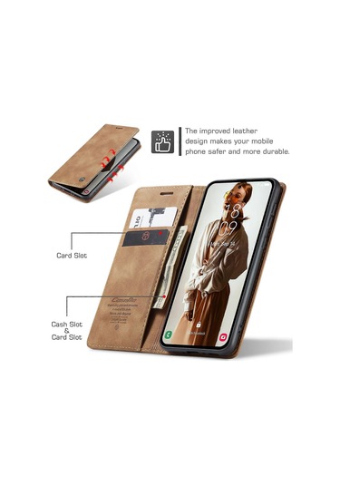 Samsung Galaxy A56 5g Kılıfı Caseme 013 Serisi Kart Tutucu Stand Deri Telefon Kılıfı Çok Renkli