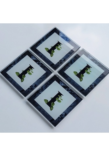 Decorita Cam Bardak Altlığı Harfli Tasarım I Harfi 4'lü Takım 10 x 10 CM Çok Renkli