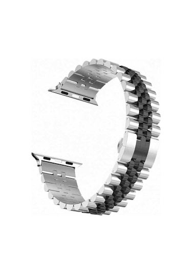 Watch 42mm Uyumlu Krd-36 Metal Prl Kordon Gümüş-siyah