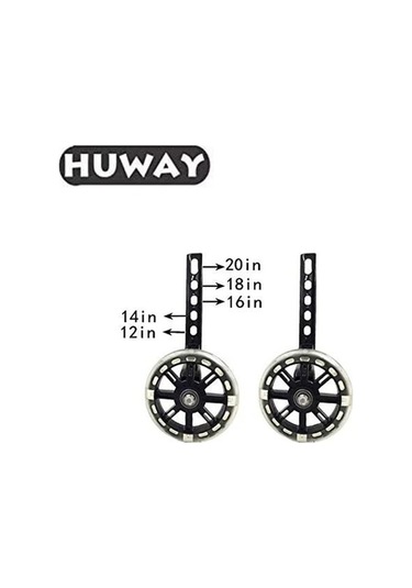 Ebitda Xindoker 12-20 İnç Bisiklet Eğitim Tekerlekleri - Siyah Ve Parlak Renkler Siyah