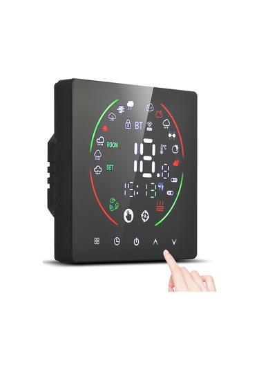 Ximistore9 East2 Siyah Akıllı Termostat: Tam Dokunmatik, Çocuk Kilidi, 16a Elektrik Isıtması, Ntc Sensör, 7 Gün Programlanabilir, Otomatik/manuel Mod