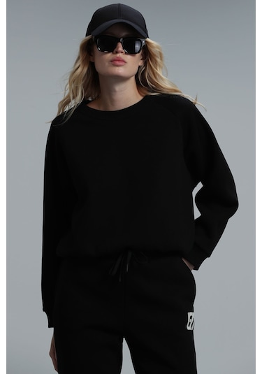 Lufian Uwen Kadın Örme Sweatshırt Siyah 122030001100100 Siyah