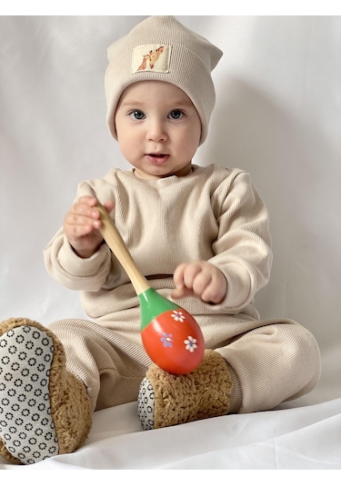 MiaBaby Bereli Üçlü Takım 001 Bej