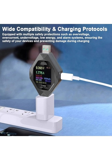 Usb-c Şarj Test Cihazı: Akım, Voltaj, Güç Ve Kapasite Ölçümü İle Çok Fonksiyonlu Şarj Analiz Aracı