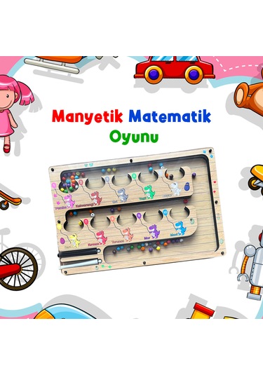 Tineke Manyetik Eğitici Renkli Sayma Ve Eşleştirme Labirenti Eğitim Oyuncağı Ahşap Montessori Oyunu Dinozor