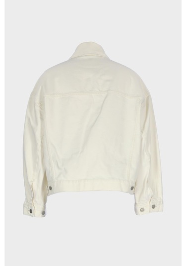 Ekru Patı Düğmeli Oversize Jean Ceket C 4538-247 Ekru