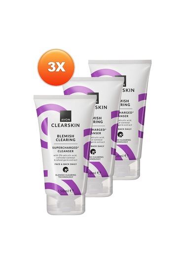 Avon Clearskin Supercharged Lekeler İçin Yüz Temizleyici 3 x 150 ML