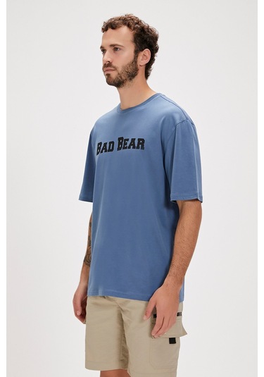 Bad Bear Title Element Mavi Logo Baskılı Basic Erkek Tişört-koyu Mavi Koyu Mavi