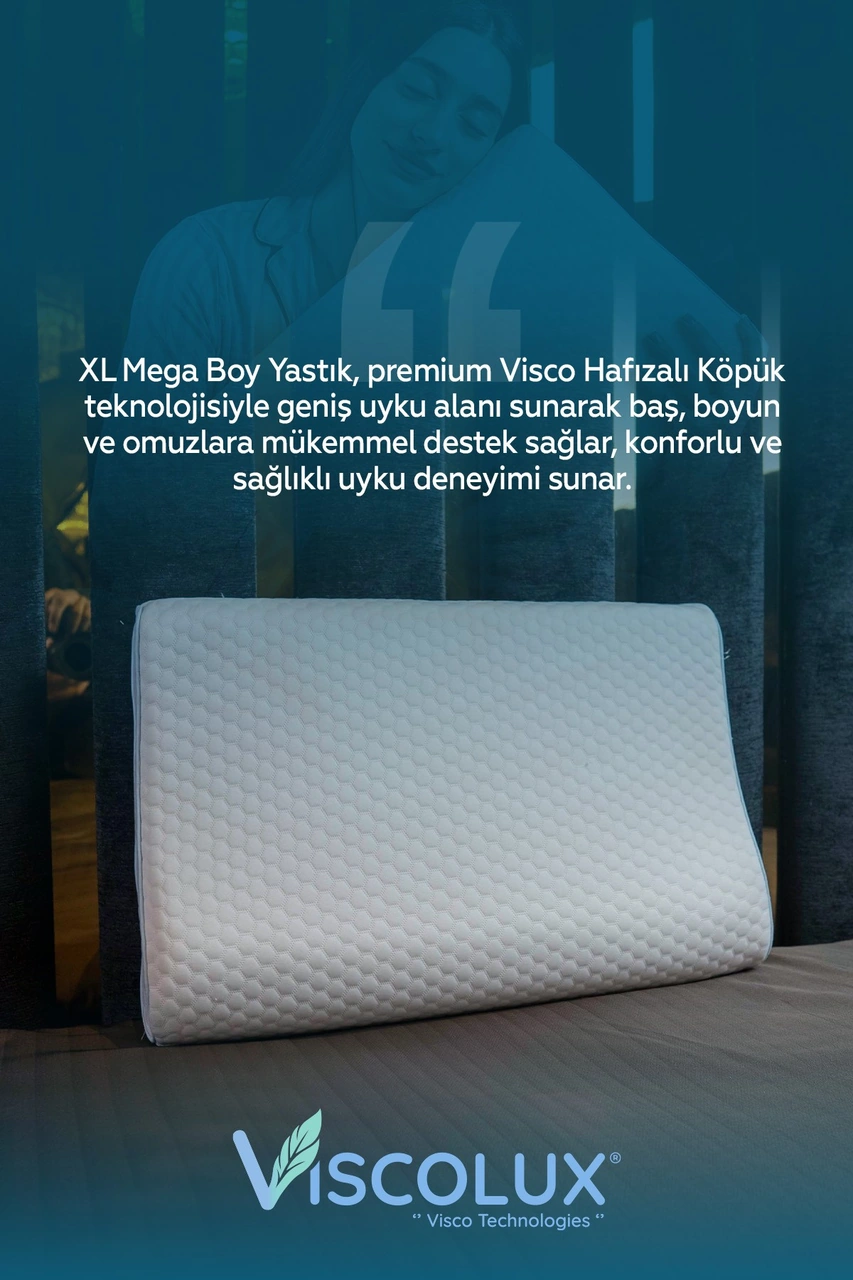 Mega Boy Ortopedik Yastık - Boyun Destekli Visco Yastık 60x40x11/8 Mavi