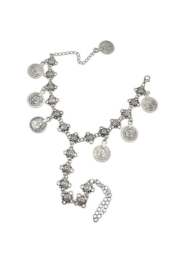 Suntek Vintage Boho Çiçek Ayak Hippi Bilezikler Püskül Madeni Gümüş