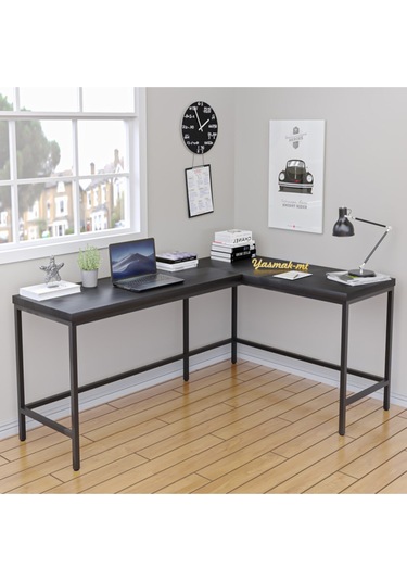 Şekilli Ceviz Masa Çalışma Masası Oyun Masası Siyah
