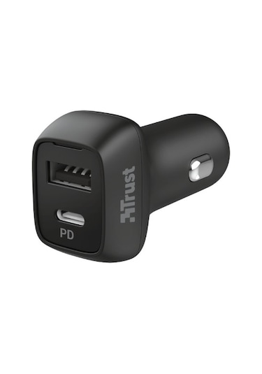 Trust Çift Ultra Hızlı Araç Şarj Cihazı USB ve USB C - Siyah