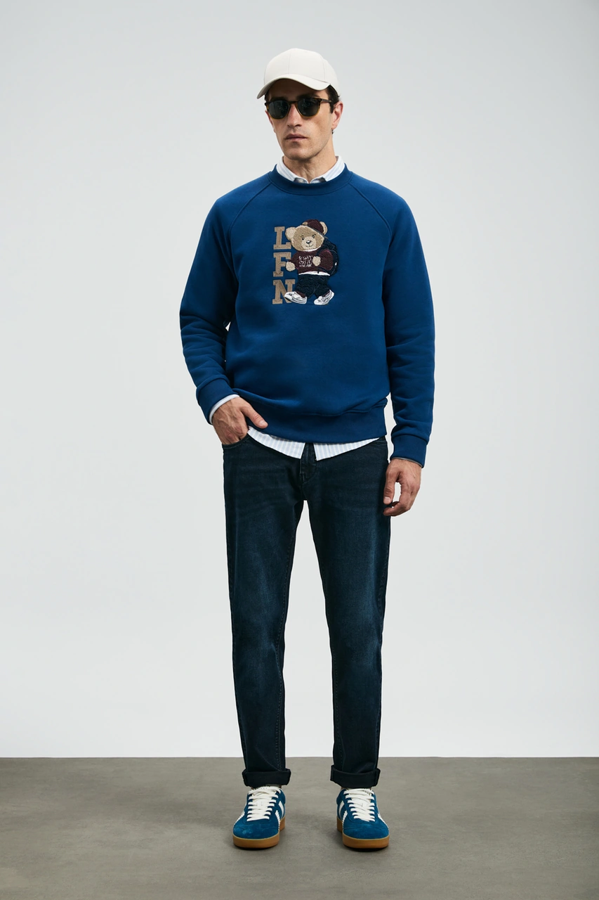 Lufian Andrea Spor Jean Erkek Pantolon Slim Fit Mavi Mavi 112200235100300 Mavi