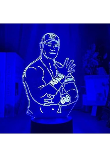 Güreş Yıldızı Karakter Gece Lambası 3d Gece Lambası Led Gece Lambası 3d İllüzyon Gece Işıkları Noel Hediyesi İçin Renk Değiştiren Masa Lambası 7 Renk Çok Renkli