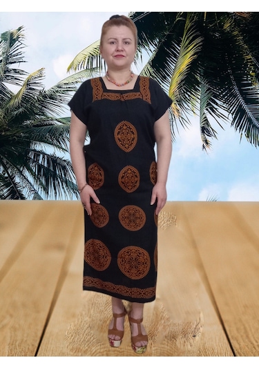 Boutique Venüs Şilebezi Taş Baskılı Elbise - Siyah Kahve