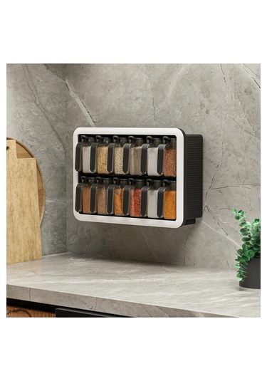 Standlı 12li Kendinden Yapışkanlı Kaşıklı Etiketli Kapaklı Bahara Siyah