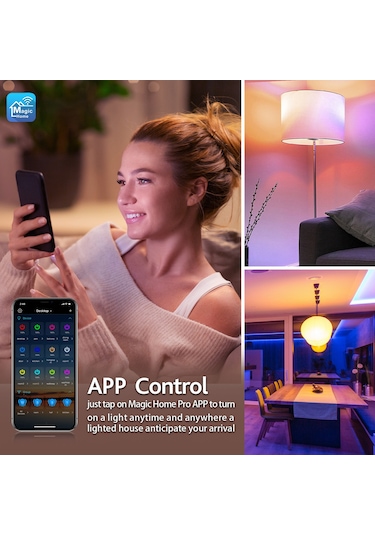 Yifomall 9w Wifi Akıllı Ampul Seti: 16 Milyon Renk, Alexa/google Ses Kontrolü, E26, 110v, 2 Adet + 1 Kumanda Diğer