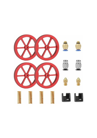 Fortunelane Cr10 3d Yazıcı Aksesuar Paketi: 4 Adet Kırmızı Denge Çarkı, 4 Sarı Yay, Montaj Aksesuarları