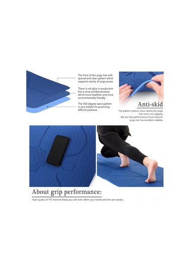 Ranyeek Sgs Onaylı Tpe Yoga Mat - İki Taraflı Kaymazsız, Vücut Konum Doğrulama Çizgileri, 183x61x0.8cm, Taşıma Kemer Ve Ağ Çantası İle Pilates, Egzersiz Ve Hot Yoga İçin Çok Renkli