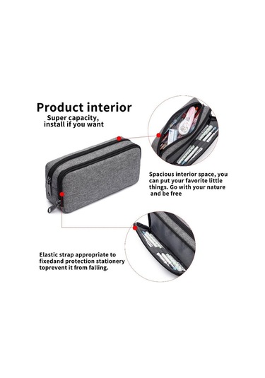 Siyah Kalem Çantası Büyük Kapasiteli Kore İlköğretim Okulu Öğrencileri Kalem Çantası Kutusu Çift Katmanlı Kalem Kutuları 56628794