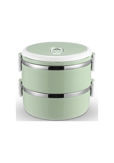 Skycity 1.4l Yeşil İki Katlı Taşınabilir Termoslu Yemek Kutusu - Gıda Grubu Paslanmaz Çelik İç Fişekli Yeşil