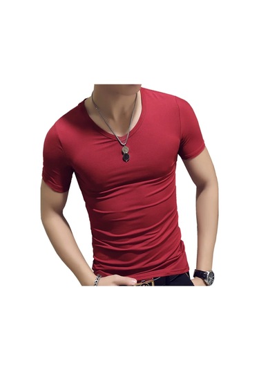 Snapbuymoda Erkek Yazlık Kısa Kollu V Yaka Polyester Tişörtmavierkek Mavi