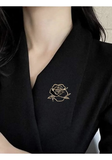 Especailly For You Payetli Gül Broşu 471475851 Altın Rengi