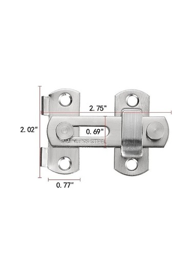 Pazly 4 Adet Gümüş Paslanmaz Çelik Sürgülü Kapı Kilit Seti - 7x5 Cm Şarap Dolabı Ve Mobilyalar İçin Gümüş