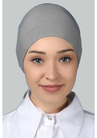 Altobeh Kadın Pratik Dikişsiz Bağcıklı Kaymayan Tesettür Penye Bone - Gri
