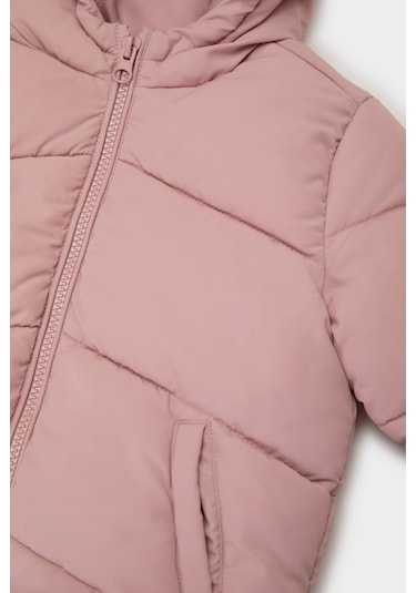 Defacto Kız Bebek Rüzgar Geçirmez Su İtici Kapüşonlu Şişme Mont E7360a525aubr86 Pembe