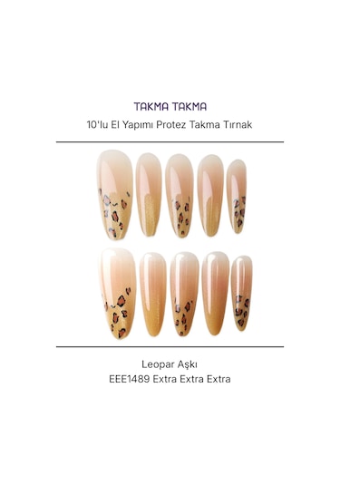 10'lu Ten Rengi Extra Extra Extra Eee1489 Tekrar Kullanılabilir El Yapımı Protez Takma Tırnak S