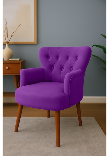 Roma Berjer - Modern Tekli Koltuk - Babyface Kumaş - Mor