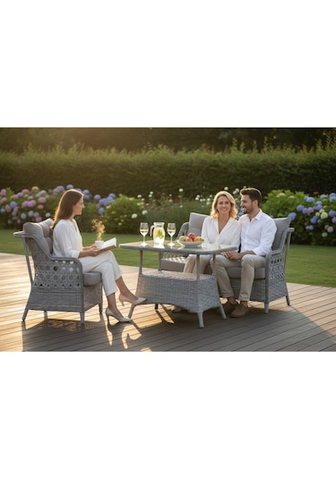 Sun Patio Sahara Gümüş Gri 2+1+1 Balkon & Bahçe Takımı