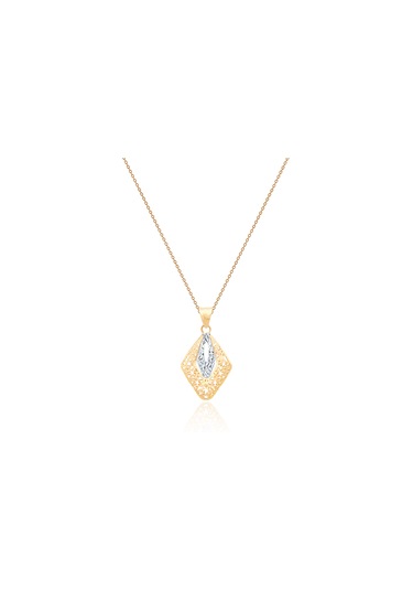 4 Ayar Sarı-beyaz Altın Klasik Kolye