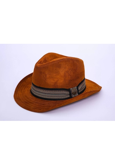 Twingold İsme Özel Süet Kovboy Fötr Şapka - Ab01007 - Taba Taba