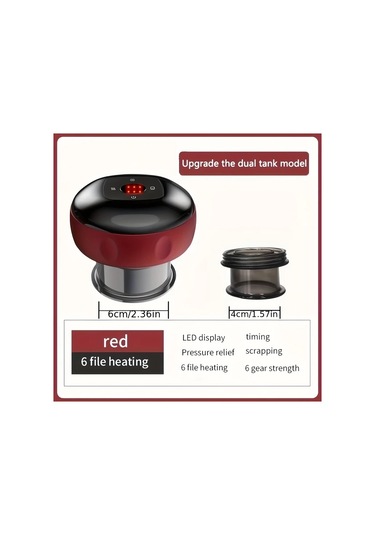 Gateesat Kırmızı Elektrikli Vakup Makinesi Usb-c Şarjlı 800mah Taşınabilir Vücut Masaj Aleti Kırmızı