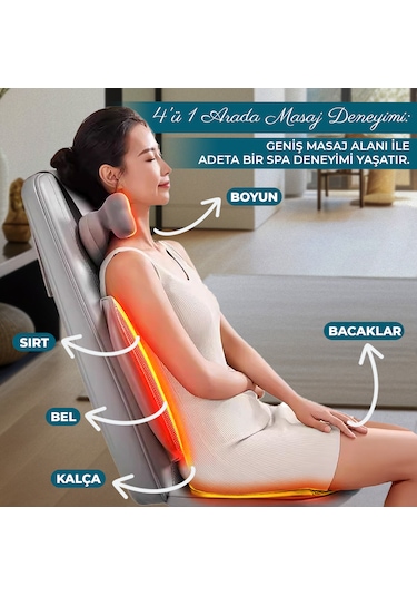Rlx50 3d Shiatsu Masaj Koltuğu Isıtmalı, Titreşimli, Masaj Cihazı Gri