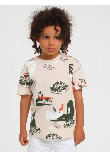 Erkek Bebek Pamuklu Collect Tshirt-14162-bej Bej