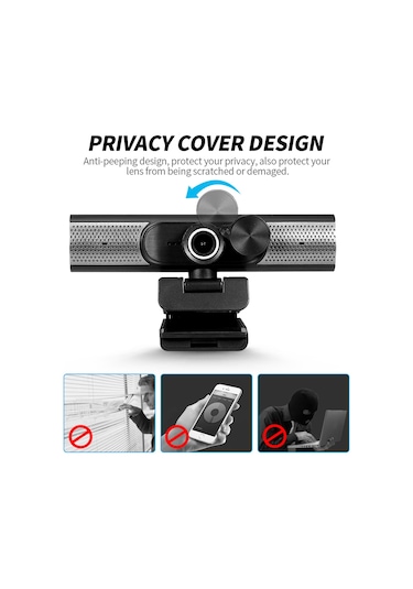 Jeemson Siyah 1080p Manuel Odaklı Web Kamerası - 360 Döner, Mikrofonlu Ve İkili Hoparlörlü, Usb 2.0 Plug & Play, Ders Ve Canlı Yayın İçin