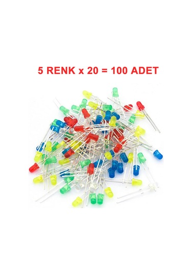 5 MM Led Seti 5 Renk Elektronik Işık Kaynağı Lamba Gösterge Uyarı Sinyali 100 Adet