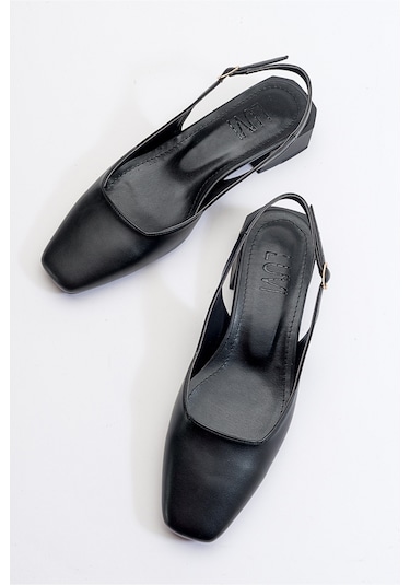 Luvishoes State Siyah Cilt Kadın Topuklu Ayakkabı Sıyah Cılt