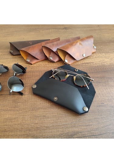 Sumerian Leather Craft Deri Gözlük Kılıfı Siyah