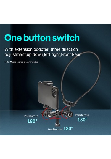 Ximistore9 Gopro/ınsta360/djı İçin Kolay Kullanıma Uygun Boyun Tutucu: Üç Yönlü Ayar, Telefon Tutucu Ve Adaptör İle İlk Kişi Görüntü Kaydı Siyah