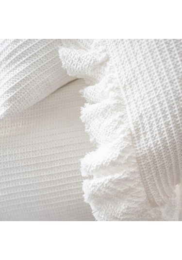 Ecocotton Dina Krem %100 Organik Pamuk Çift Kişilik Pike Yatak Örtüsü Krem