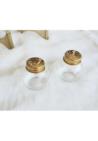 GOLD KAPAKLI CAM TUZLUK 2 ADET Gold