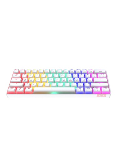 Stk61 Beyaz Rgb Ledli Tam Mekanik Kahverengi Switch Gaming Bluetooth Kablosuz Oyuncu Klavyesi
