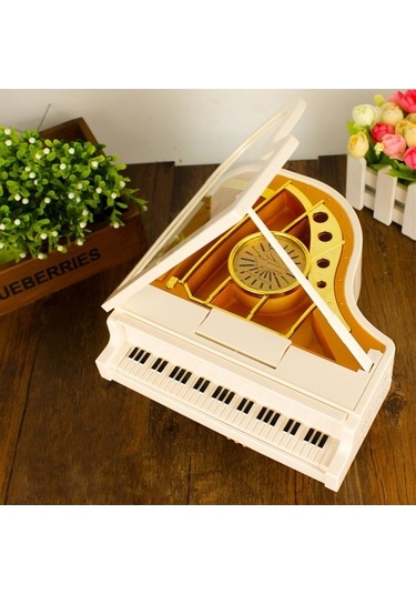 Novahub Klasik Balerin Kız Dansçı Piyano Müzik Kutusu Beyaz, Mekanik Diğer