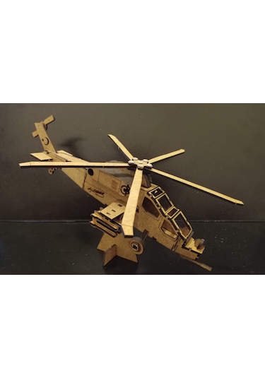 TLRhobi 3d Atakt129 Ahşap Helikopter Maket 35 x 29 x 20 CM